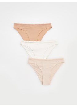 Reserved - Majtki typu bikini 3 pack - złamana biel ze sklepu Reserved w kategorii Majtki damskie - zdjęcie 172587717