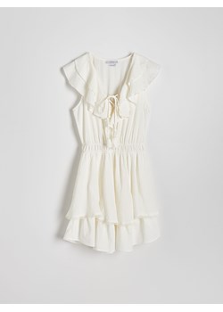Reserved - Sukienka mini z falbanami - złamana biel ze sklepu Reserved w kategorii Sukienki - zdjęcie 172587919