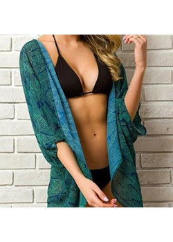 Kolorowe kimono plażowe - Zielony / M ze sklepu Maybella.pl w kategorii Odzież plażowa - zdjęcie 172589256