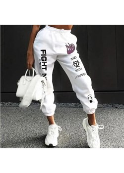 Spodnie dresowe wzorzyste - Biały / M ze sklepu Maybella.pl w kategorii Spodnie damskie - zdjęcie 172590437