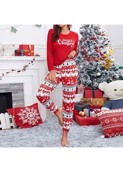 Świąteczna piżama damska z długim rękawem - Czerwony / M ze sklepu Maybella.pl w kategorii Piżamy damskie - zdjęcie 172590755