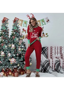 Świąteczna piżama damska z długim rękawem - Czerwony / S ze sklepu Maybella.pl w kategorii Piżamy damskie - zdjęcie 172590756