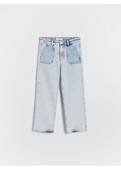 Reserved - Jeansy straight fit z efektem sprania - niebieski ze sklepu Reserved w kategorii Spodnie dziewczęce - zdjęcie 172592218