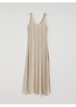 Reserved - Dzianinowa sukienka maxi z metalizowaną nitką - beżowy ze sklepu Reserved w kategorii Sukienki - zdjęcie 172592227