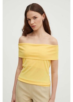 Lauren Ralph Lauren bluzka damska kolor żółty gładka ze sklepu ANSWEAR.com w kategorii Bluzki damskie - zdjęcie 172593496