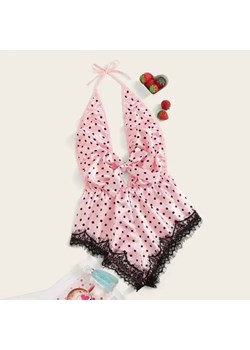 Jednoczęściowa piżama damska w kropki - Różowy / S ze sklepu Lovita.pl w kategorii Piżamy damskie - zdjęcie 172593736