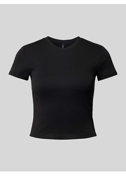 T-shirt z prążkowanym,okrągłym dekoltem model ‘ELINA’ ze sklepu Peek&Cloppenburg  w kategorii Bluzki damskie - zdjęcie 172594237