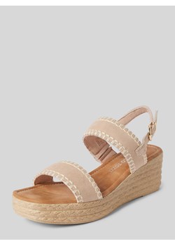 Sandały ze skóry na koturnie ze sklepu Peek&Cloppenburg  w kategorii Sandały damskie - zdjęcie 172594437