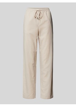 Spodnie lniane z prostą nogawką i tunelem ze sklepu Peek&Cloppenburg  w kategorii Spodnie damskie - zdjęcie 172594469