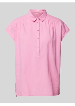 Bluzka z mieszanki bawełny i lnu w jednolitym kolorze ze sklepu Peek&Cloppenburg  w kategorii Koszule damskie - zdjęcie 172594478