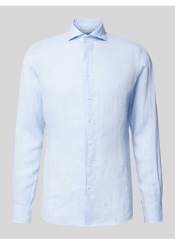 Koszula lniana o kroju slim fit z kołnierzykiem typu cutaway ze sklepu Peek&Cloppenburg  w kategorii Koszule męskie - zdjęcie 172594548