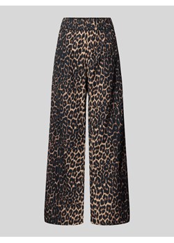 Spodnie materiałowe o rozkloszowanym kroju ze zwierzęcym nadrukiem model ‘Yana’ ze sklepu Peek&Cloppenburg  w kategorii Spodnie damskie - zdjęcie 172594767