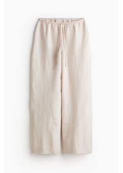 H & M - Spodnie piżamowe z domieszką lnu - Brązowy ze sklepu H&M w kategorii Spodnie damskie - zdjęcie 172595107