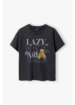 T-shirt dziewczęce grafitowy - Lazy Days - Lincoln&Sharks ze sklepu 5.10.15 w kategorii Bluzki dziewczęce - zdjęcie 172596508