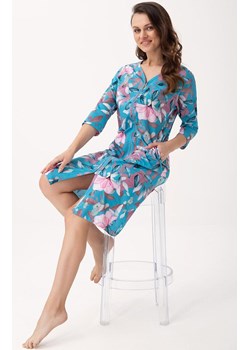 Turkusowy szlafrok damski w kwiaty 392, Kolor turkusowy, Rozmiar M, Luna ze sklepu Intymna w kategorii Szlafroki damskie - zdjęcie 172597455