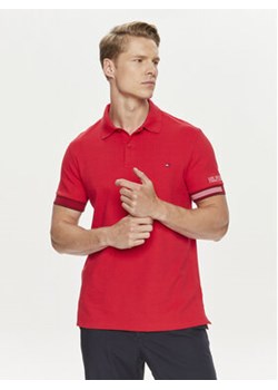 Tommy Hilfiger Polo Flag MW0MW34780 Czerwony Slim Fit ze sklepu MODIVO w kategorii T-shirty męskie - zdjęcie 172598385