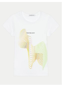 Calvin Klein Jeans T-Shirt Meta Min Graphic IG0IG02427 Biały Slim Fit ze sklepu MODIVO w kategorii Bluzki dziewczęce - zdjęcie 172598389