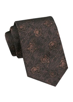 Elegancki Krawat Męski Angelo di Monti - Brązowy w Kwiaty KRADM2120 ze sklepu JegoSzafa.pl w kategorii Krawaty - zdjęcie 172598665
