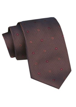 Elegancki Krawat Męski Angelo di Monti - Brązowy z Drobnym Wzorem KRADM2099 ze sklepu JegoSzafa.pl w kategorii Krawaty - zdjęcie 172598667