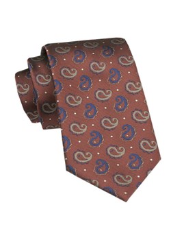 Elegancki Krawat Męski Angelo di Monti - Paisley na Brązowym Tle KRADM2129 ze sklepu JegoSzafa.pl w kategorii Krawaty - zdjęcie 172598709