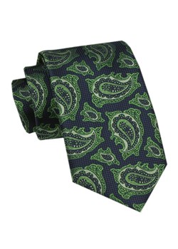 Elegancki Krawat Męski Angelo di Monti - Zieleń, Duże Paisley KRADM2107 ze sklepu JegoSzafa.pl w kategorii Krawaty - zdjęcie 172598719