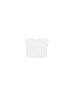 Cropp - Biały top z marszczeniami - biały ze sklepu Cropp w kategorii Bluzki damskie - zdjęcie 172599178