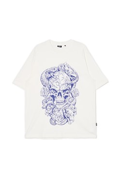 Cropp - Biała koszulka z nadrukiem - kremowy ze sklepu Cropp w kategorii T-shirty męskie - zdjęcie 172599235