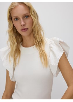 Reserved - Body z ozdobnymi rękawami - biały ze sklepu Reserved w kategorii Bluzki damskie - zdjęcie 172599806