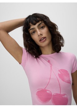 Reserved - T-shirt z nadrukiem - pastelowy róż ze sklepu Reserved w kategorii Bluzki damskie - zdjęcie 172600095