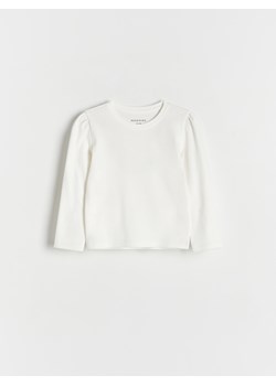 Reserved - Bawełniana koszulka w prążki - złamana biel ze sklepu Reserved w kategorii Bluzy i swetry - zdjęcie 172601878