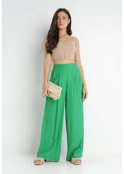 Zielone Spodnie Harmiera ze sklepu Born2be Odzież w kategorii Spodnie damskie - zdjęcie 172602076