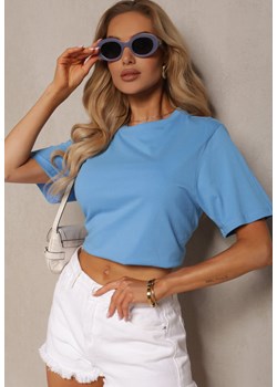 Jasnoniebieska Koszulka T-shirt Bawełniany o Klasycznym Fasonie Wasella ze sklepu Renee odzież w kategorii Bluzki damskie - zdjęcie 172602148