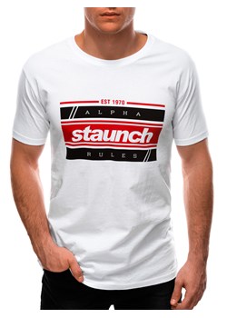 T-shirt męski z nadrukiem 1567S - biały ze sklepu Edoti w kategorii T-shirty męskie - zdjęcie 172602968