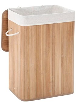 Bambusowy kosz na pranie z bawełnianym wkładem - Aresa ze sklepu Edinos.pl w kategorii Kosze na pranie - zdjęcie 172605197