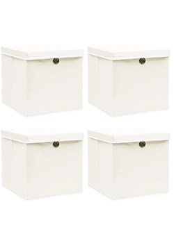 Zestaw 4 białych pudełek do przechowywania - Dazo 4X ze sklepu Edinos.pl w kategorii Pudełka i pojemniki - zdjęcie 172605525
