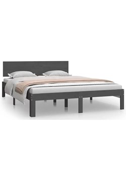 Szare podwójne łóżko z drewna 140x200 - Iringa 5X ze sklepu Edinos.pl w kategorii Łóżka i materace - zdjęcie 172605607