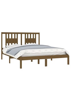 Małżeńskie drewniane łóżko miodowy brąz 140x200 - Basel 5X ze sklepu Edinos.pl w kategorii Łóżka i materace - zdjęcie 172605615