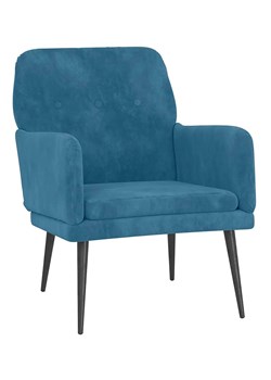 Niebieski fotel wypoczynkowy tapicerowany welurem - Efestos ze sklepu Edinos.pl w kategorii Fotele - zdjęcie 172605625