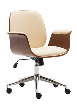 Kremowy fotel z ekoskóry na kółkach - Oxofi 4X ze sklepu Edinos.pl w kategorii Krzesła do biurka - zdjęcie 172605846
