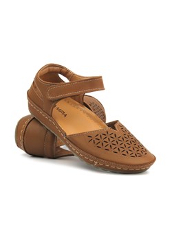 Skórzane sandały damskie - Kampa 154L9, brązowe ze sklepu ulubioneobuwie w kategorii Sandały damskie - zdjęcie 172606079