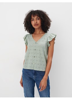 Mohito - Zielona bluzka z haftem - zielony ze sklepu Mohito w kategorii Bluzki damskie - zdjęcie 172607627
