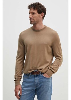 BOSS sweter wełniany męski kolor beżowy ze sklepu ANSWEAR.com w kategorii Swetry męskie - zdjęcie 172615035