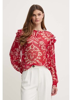 Liu Jo bluzka z domieszką jedwabiu kolor czerwony wzorzysta ze sklepu ANSWEAR.com w kategorii Bluzki damskie - zdjęcie 172615169