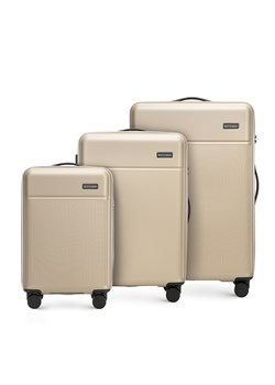 Zestaw walizek z ABS-u z pionowymi paskami beżowy ze sklepu WITTCHEN w kategorii Walizki - zdjęcie 172615457