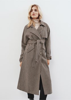 Długi płaszcz damski oversize w pepitkę ze sklepu OCHNIK w kategorii Płaszcze damskie - zdjęcie 172615749
