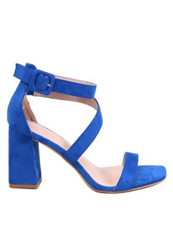 Sandałki na słupku Savoy Blue niebieskie ze sklepu ButyModne.pl w kategorii Sandały damskie - zdjęcie 172616078