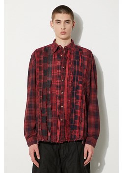 Needles koszula bawełniana Flannel Shirt -> Ribbon Wide Shirt / Over Dye męska kolor czerwony relaxed z kołnierzykiem klasycznym OT304 ze sklepu PRM w kategorii Koszule męskie - zdjęcie 172617348