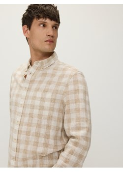 Reserved - Koszula regular fit w kratę - beżowy ze sklepu Reserved w kategorii Koszule męskie - zdjęcie 172620067
