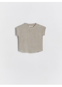 Reserved - T-shirt z lnem - jasnoszary ze sklepu Reserved w kategorii Koszulki niemowlęce - zdjęcie 172620387