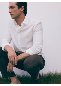 Reserved - Koszula regular z domieszką wiskozy - biały ze sklepu Reserved w kategorii Koszule męskie - zdjęcie 172620517